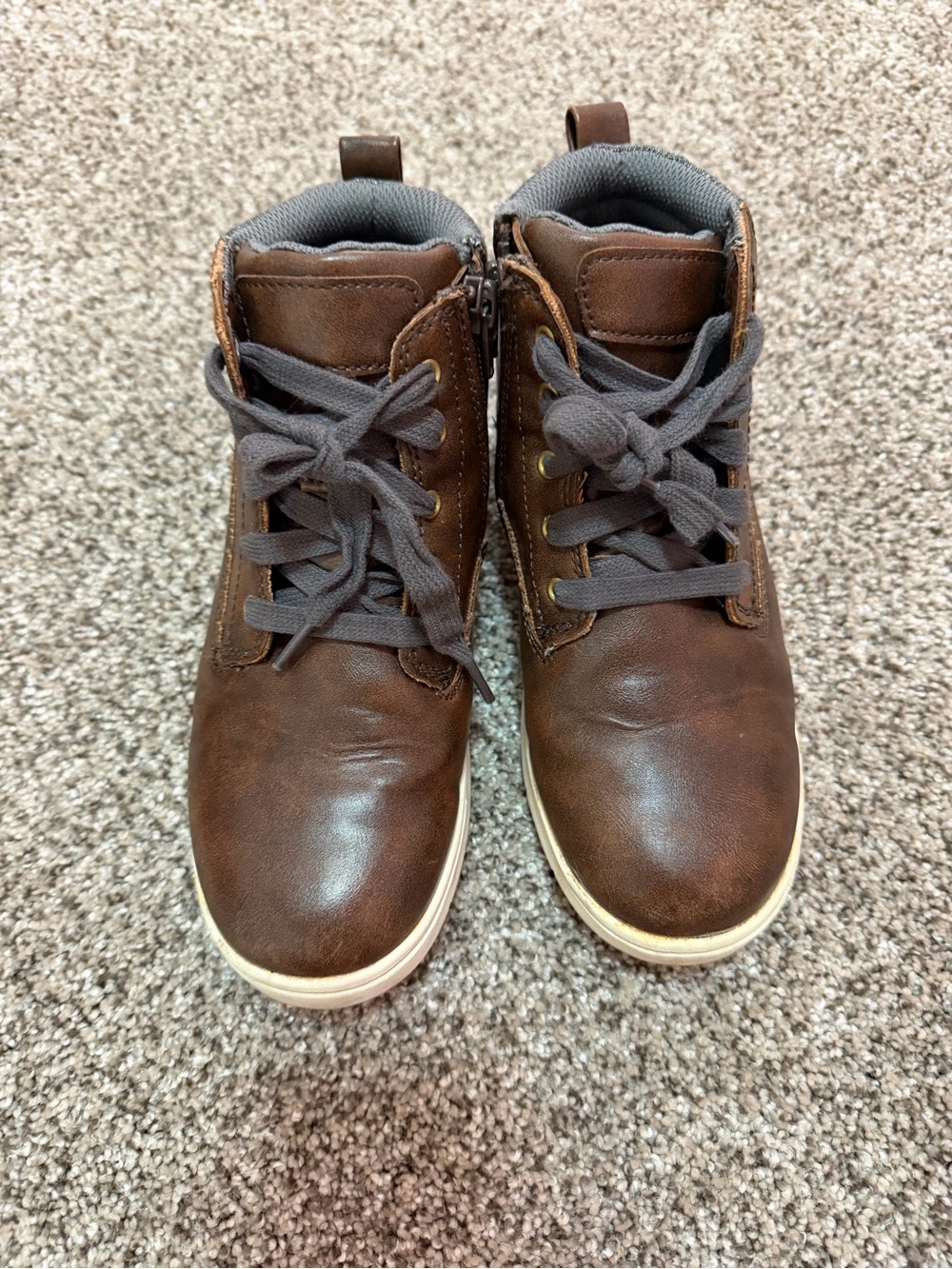 Boy size 3 Brown High-Top Casual Sneakers